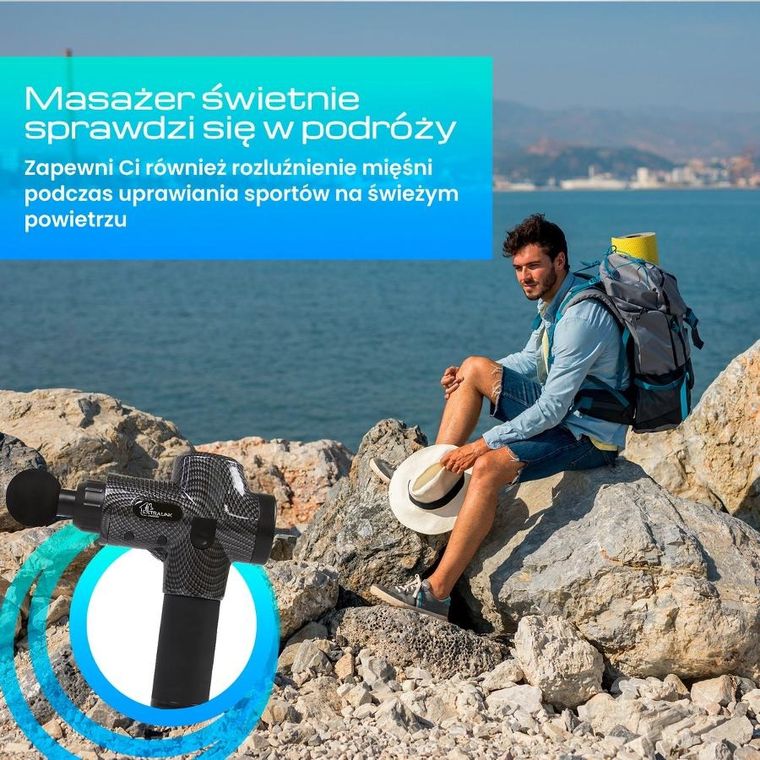 Extralink Massage Gun Pro, pistolet do masażu, 3800 RPM, 6 końcówek