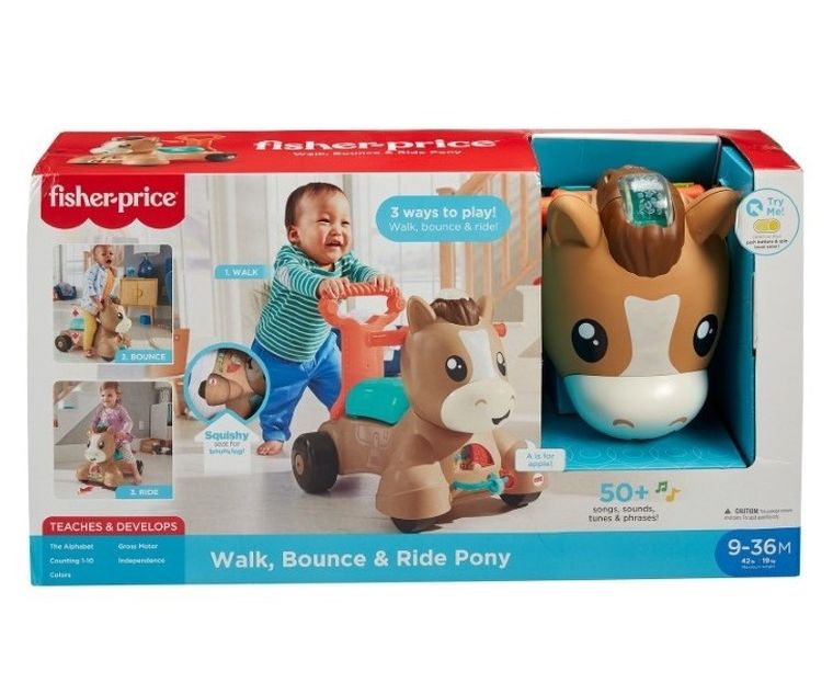 Fisher-Price, Spacerowy kucyk Pchacz-Jeździk, zabawka 3w1