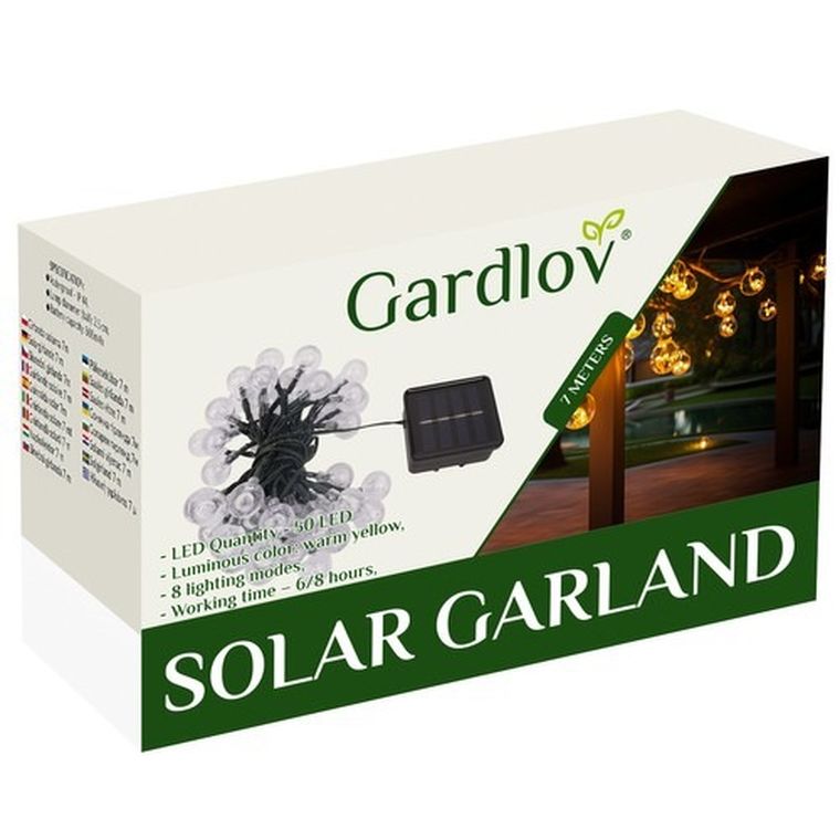 Gardlov, girlanda solarna, 7 m