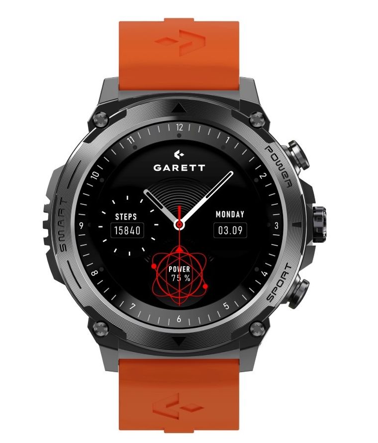 Garett, Atom, smartwatch czarny stalowy