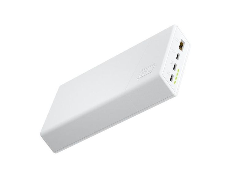 Green Cell, powerbank, Powerplay 20S, biały, 20000MAH 22,5W 3X USB-C PD 1X USB-A
