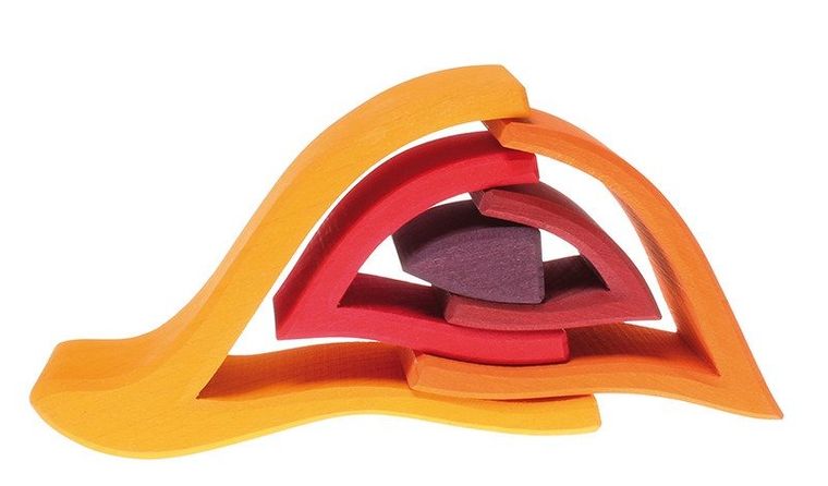 Grimm's, Ogień, układanka drewniana, czerwona, 1+