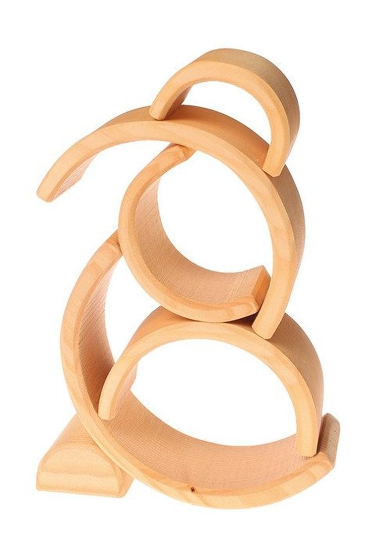 Grimm's, Tęcza, drewniana układanka, 6 elementów, naturalna, 1+