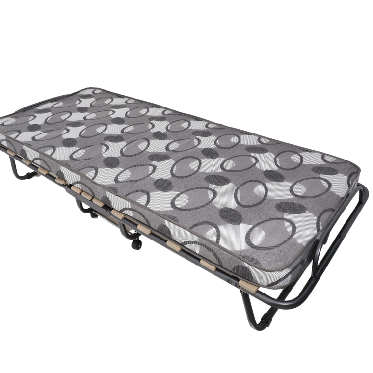 HaloFuture, łóżko gościnne, turystyczne, składane z materacem i kółkami, szary, 80-190 cm