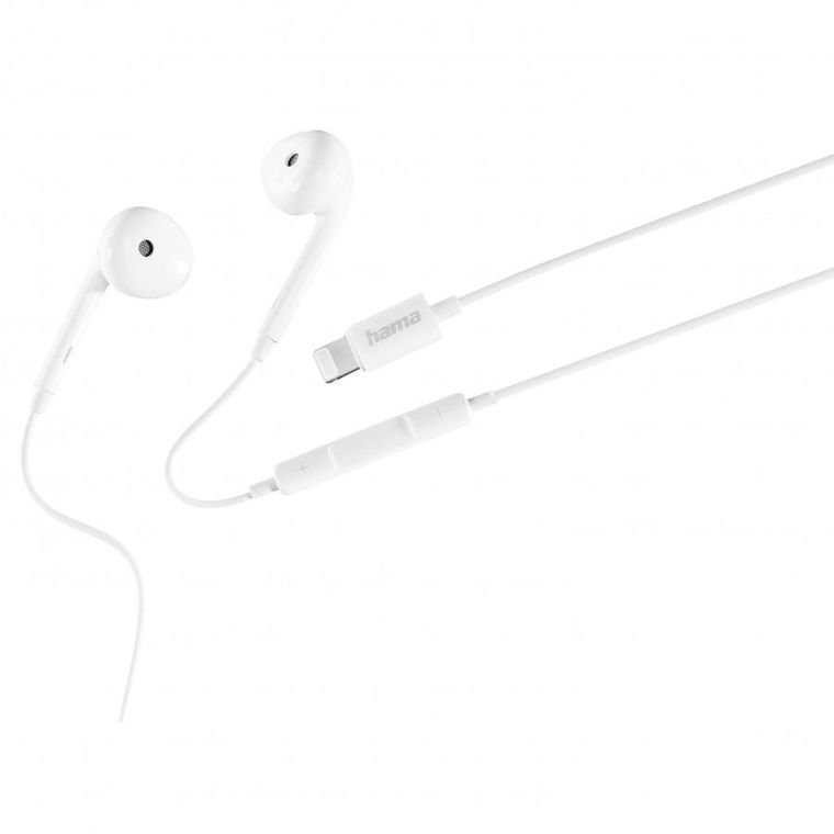 Hama, Glow II, słuchawki douszne, z mikrofonem, białe