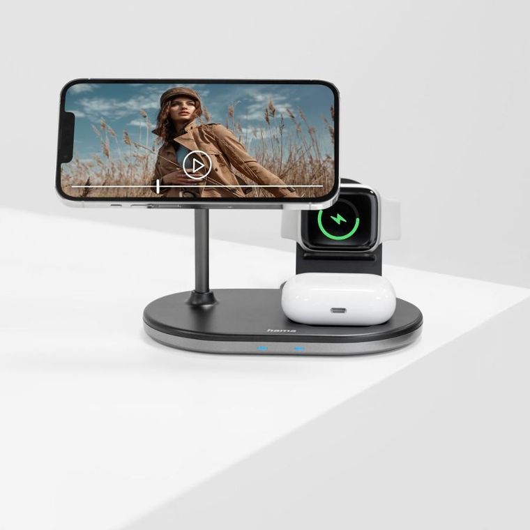 Hama, Magcharge Multi, ładowarka indukcyjna 3w1, 15 W, czarna