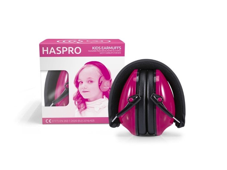 Haspro, nauszniki ochronne, przeciwhałasowe dla dzieci, różowe, 4l+