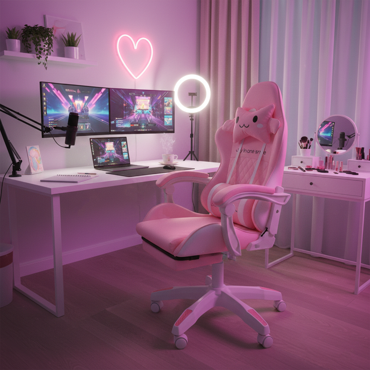 Hedo, fotel gamingowy, obrotowy, różowy