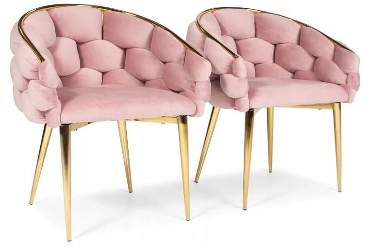 Hedo, Glamour, krzesło welurowe, złote nogi, różowe