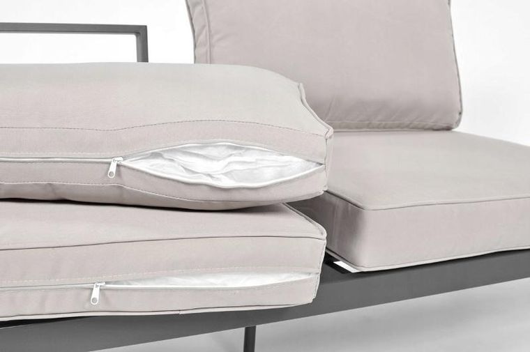 Hedo, narożnik ogrodowy na taras ze stolikiem i poduszkami, 6 osobowy