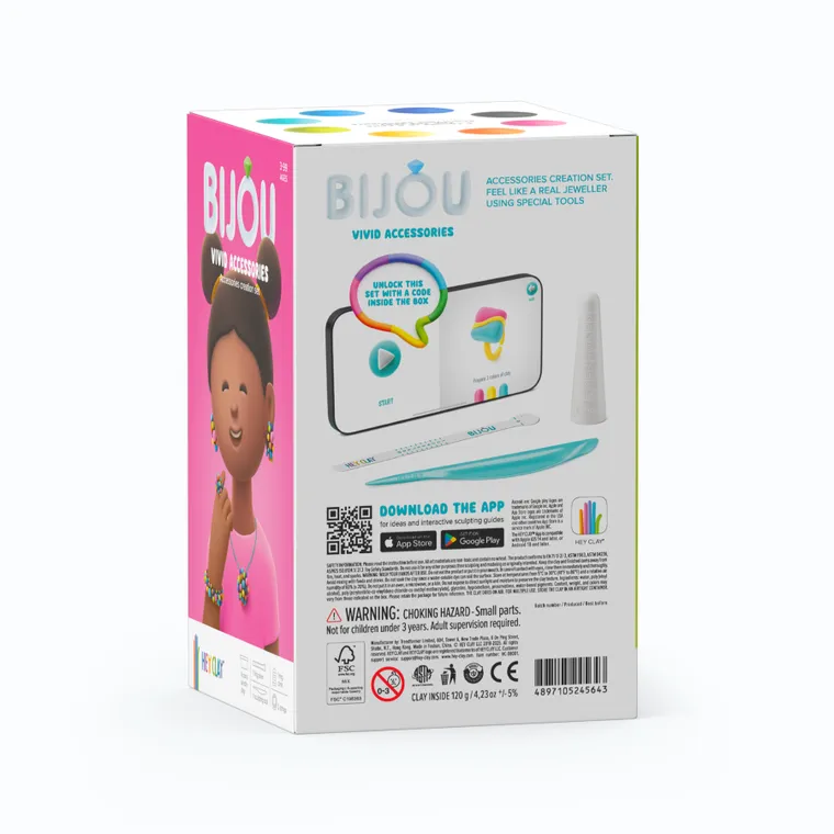 Hey Clay, Bijou, kolorowa biżuteria, masa plastyczna, 8 szt.