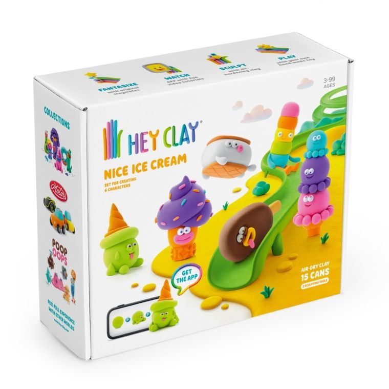 Hey Clay, Lody, masa plastyczna, 15 szt. + królik i błazenek GRATIS, zestaw promocyjny