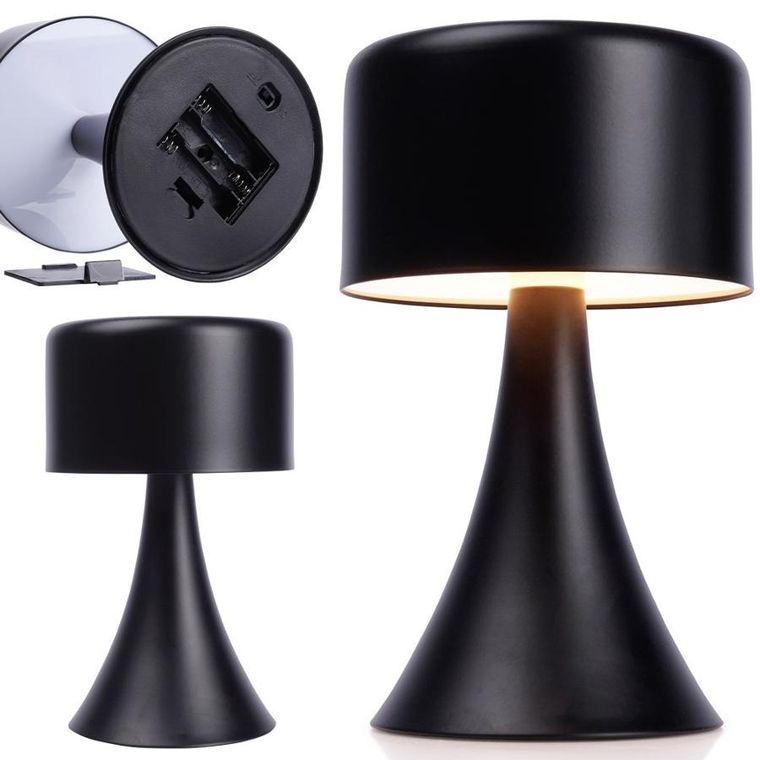 Home Styling Collection, lampka stołowa, metalowa, czarna, 12-21 cm