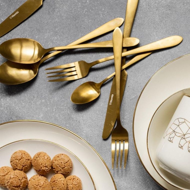 Homla, Abele, sztućce, matowe złote, 16 szt.