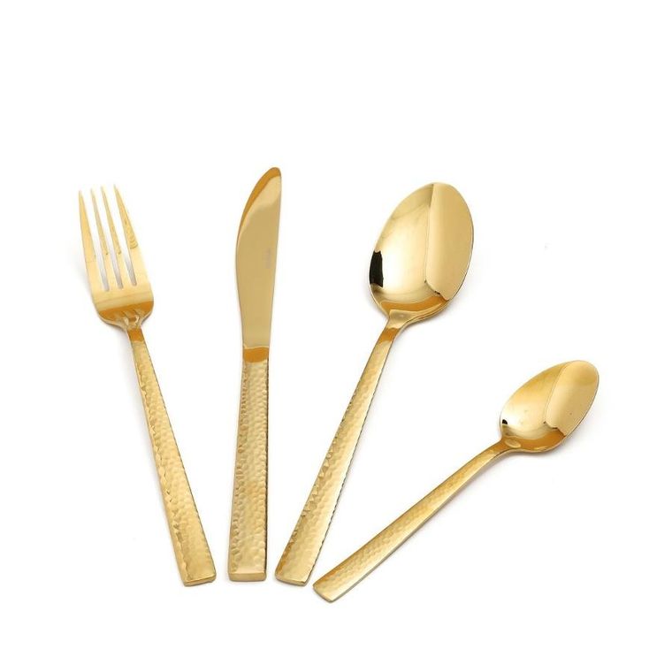 Homla, Martello, sztućce z młotkowaną rączką, złote, 24 szt.