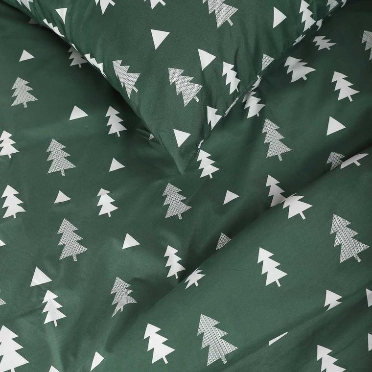 Homla, Pema, pościel, z mikrofibry w choinki zielona, 160-200 cm