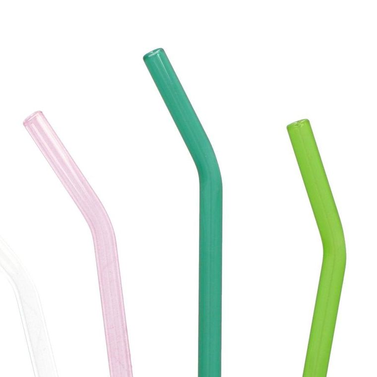 Homla, Rijo, zestaw słomek szklanych z czyścikiem, 5 szt.