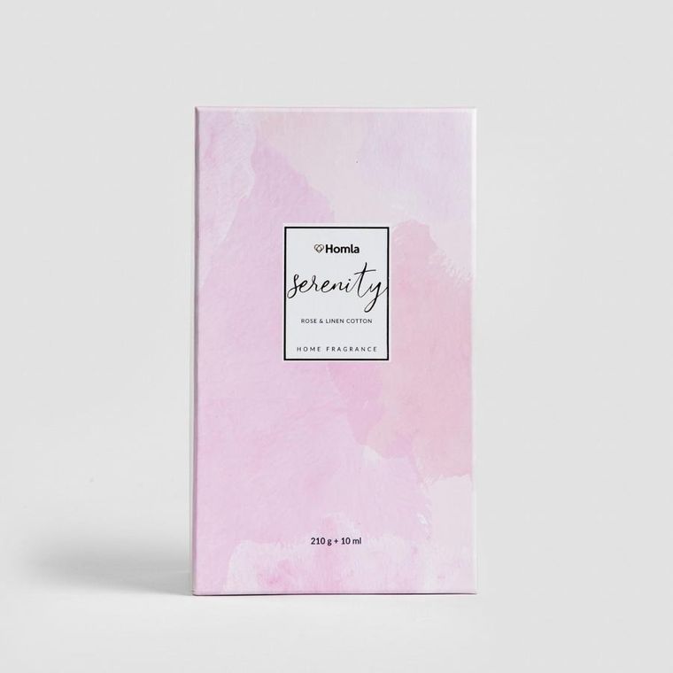 Homla, Serenity, zestaw zapachowy, Rose & Linen Cotton, 210 g + 10 ml
