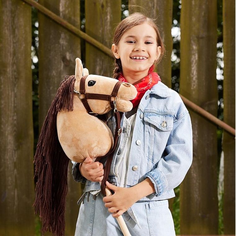 Hoppihorse, Hobby Horse, konik na kiju, A3, długowłosy, beżowy