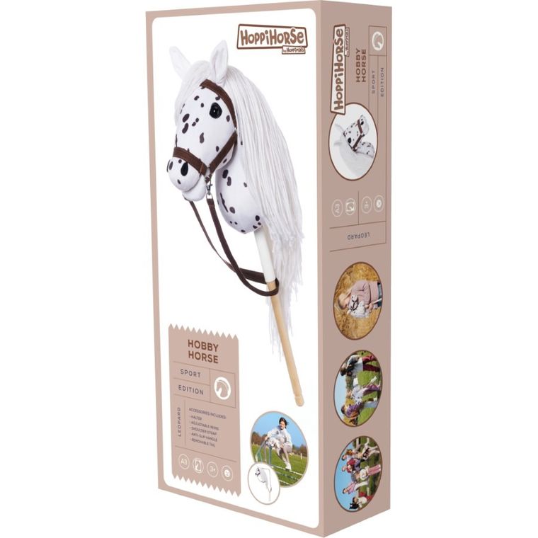 Hoppihorse, Hobby Horse, konik na kiju, A3, długowłosy, biały