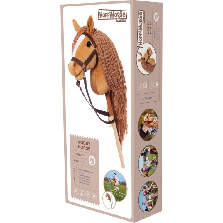 Hoppihorse, Hobby Horse, konik na kiju, A3, długowłosy, kasztanowy