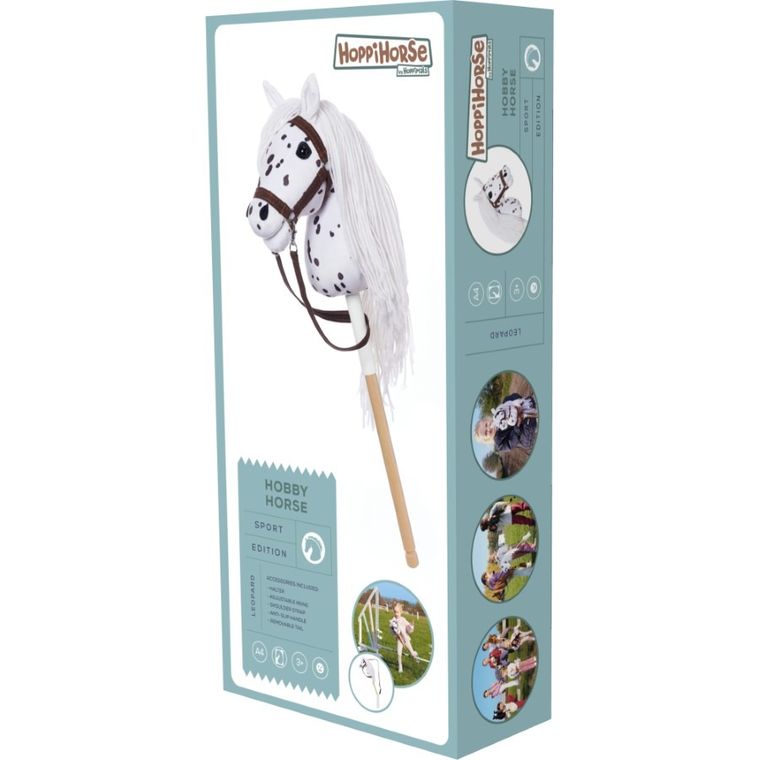 Hoppihorse, Hobby Horse, konik na kiju, A4, długowłosy, biały