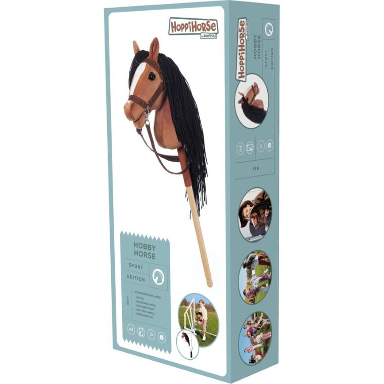 Hoppihorse, Hobby Horse, konik na kiju, A4, długowłosy, ciemno gniady