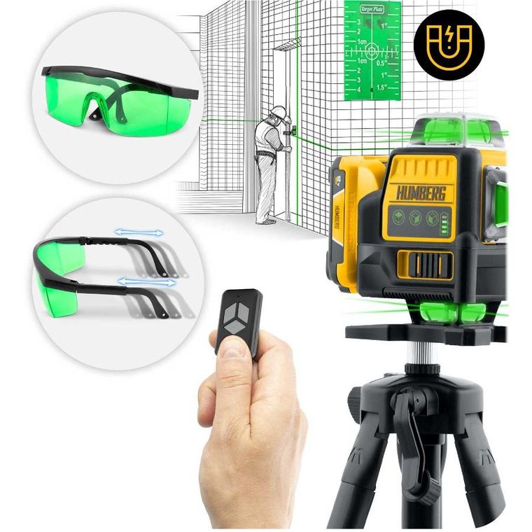 Humberg, laser krzyżowy w walizce, ze statywem, HM-171