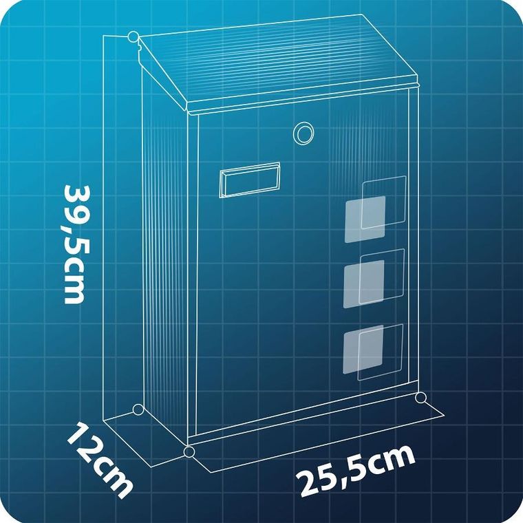 Humberg, skrzynka na listy, czarna, 39-25,5-12 cm, HM-864