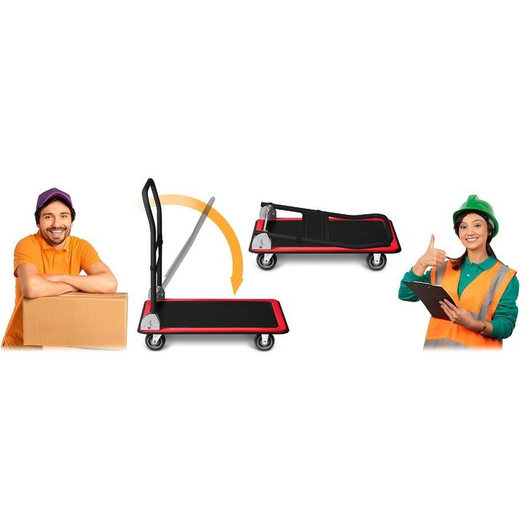 Humberg, wózek transportowy platformowy, czarno-czerwony