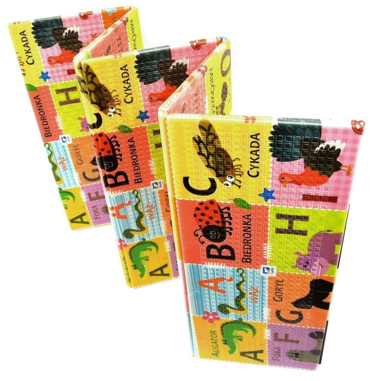 Humbi, dwustronna mata edukacyjna z pianki XPE, polski alfabet, kontrastowe obrazki, 120-180 cm