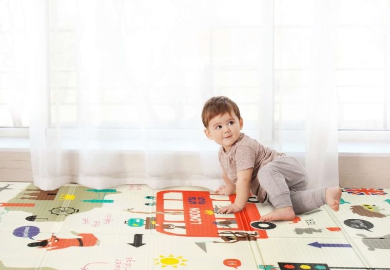 Humbi, dwustronna składana mata edukacyjna z pianki, Londyn, autobus, uliczki, miasto, 120-180-1 cm