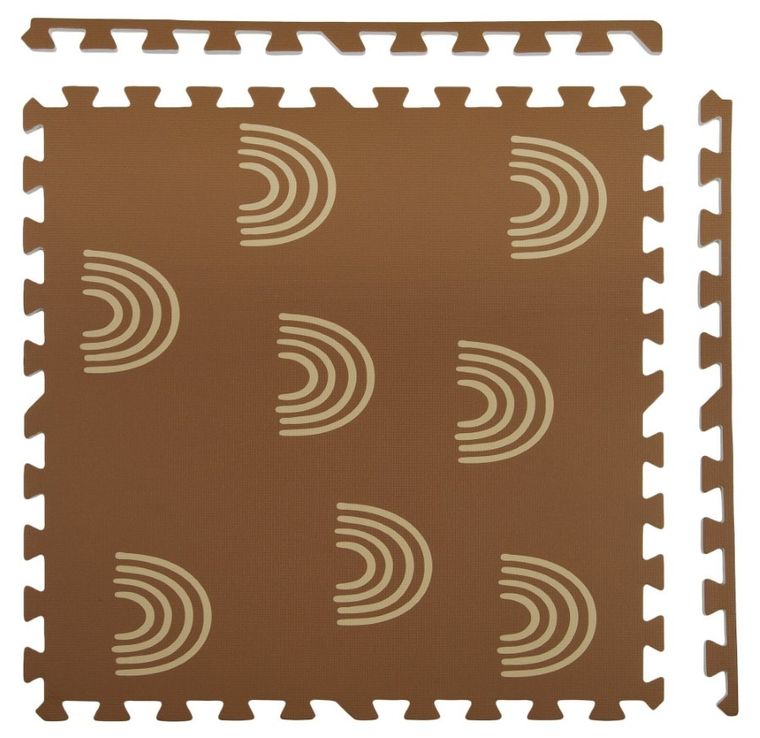 Humbi, mata piankowa, puzzle piankowe, brązowe łuki, 60-60 cm, 9 szt.