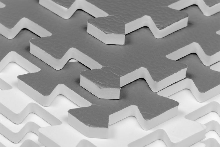 Humbi, mata piankowa, puzzle, szare trójkąty, 120-180 cm
