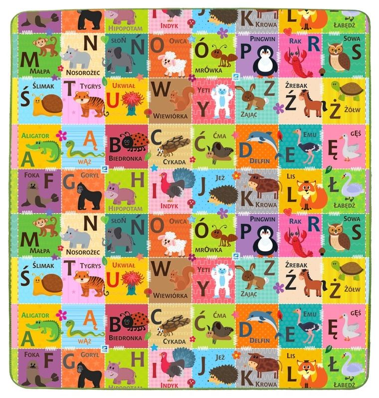 Humbi, Szachownica i Polski Alfabet, piankowa mata edukacyjna, dwustronna, 180-200-1 cm