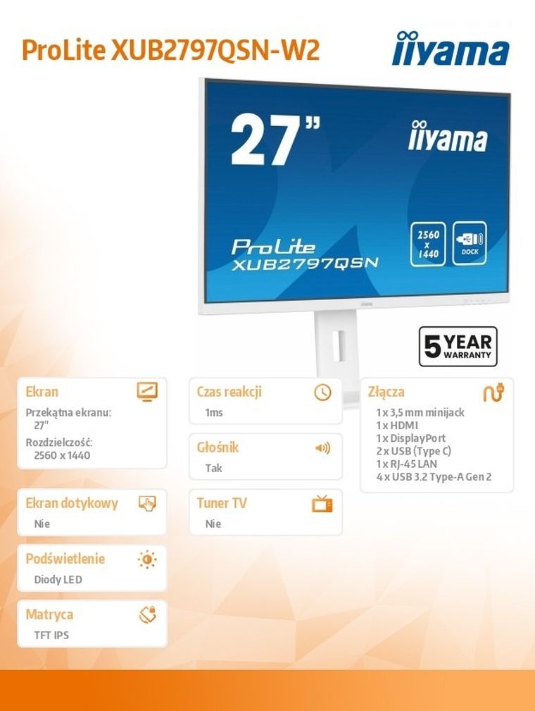 Iiyama, monitor, 27", XUB2797QSN-W2