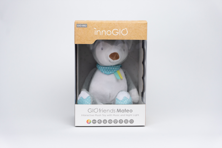 InnoGIO, GIOfriends, Mateo, szumiąca przytulanka z pozytywką i lampką nocną