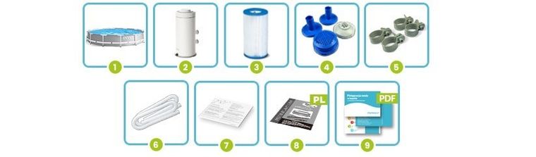 Intex, basen ogrodowy stelażowy, zestaw 9w1, 366-76 cm