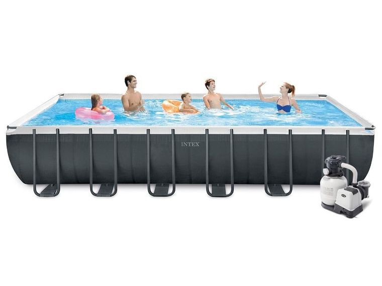 Intex, basen stelażowy z pompą filtrującą i akcesoriami, prostokątny, 732-366-132 cm, zestaw 8w1