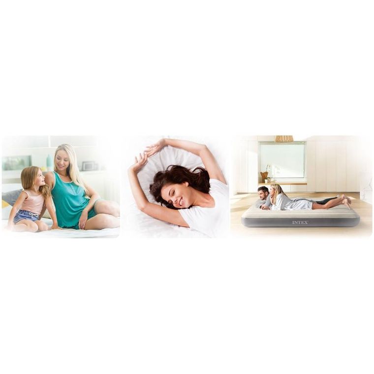 Intex, materac welurowy, z pompką elektryczną, 203-152-30 cm