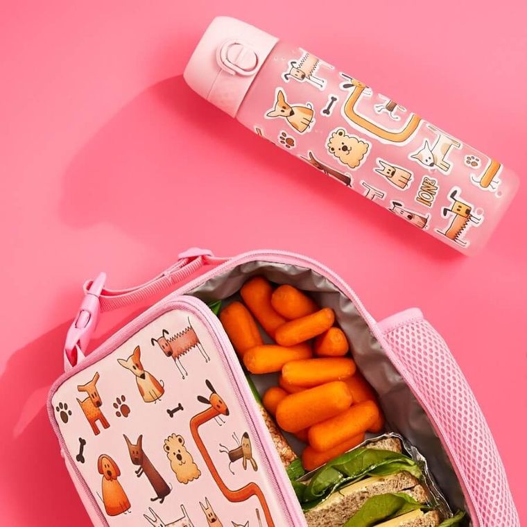 Ion8, Pieski, bidon z ustnikiem, jasny róż, 500 ml