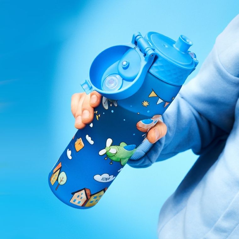 Ion8, Samoloty, bidon z ustnikiem, niebieski, 500 ml