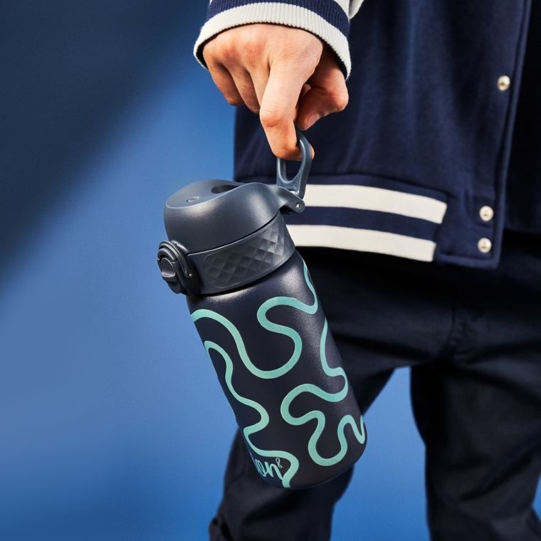 ION8, Szlaczki, bidon termiczny z ustnikiem, próżniowy, granatowy, 320 ml