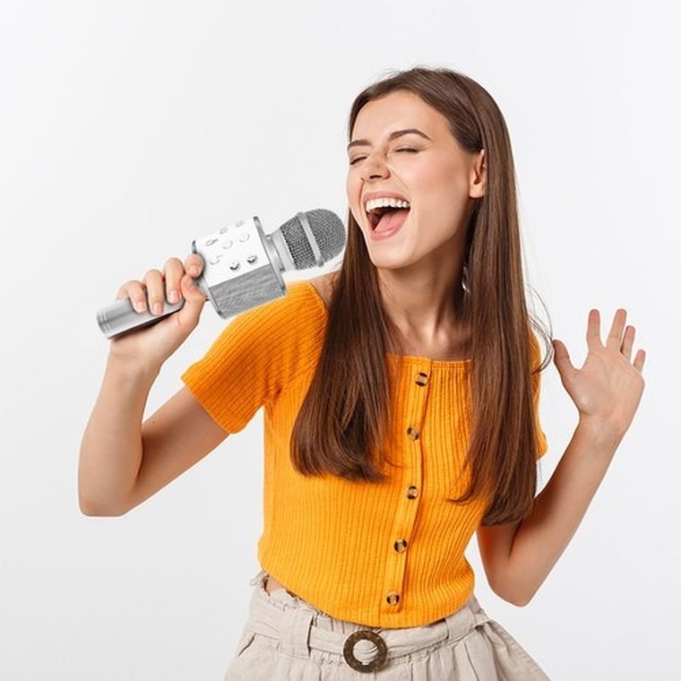 Izoxis, mikrofon karaoke, srebrny