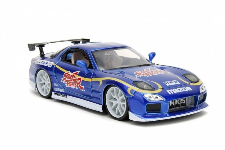 Jada Toys, Street Fighter, 1993 Mazda RX7, model pojazdu z figurką, 1:24