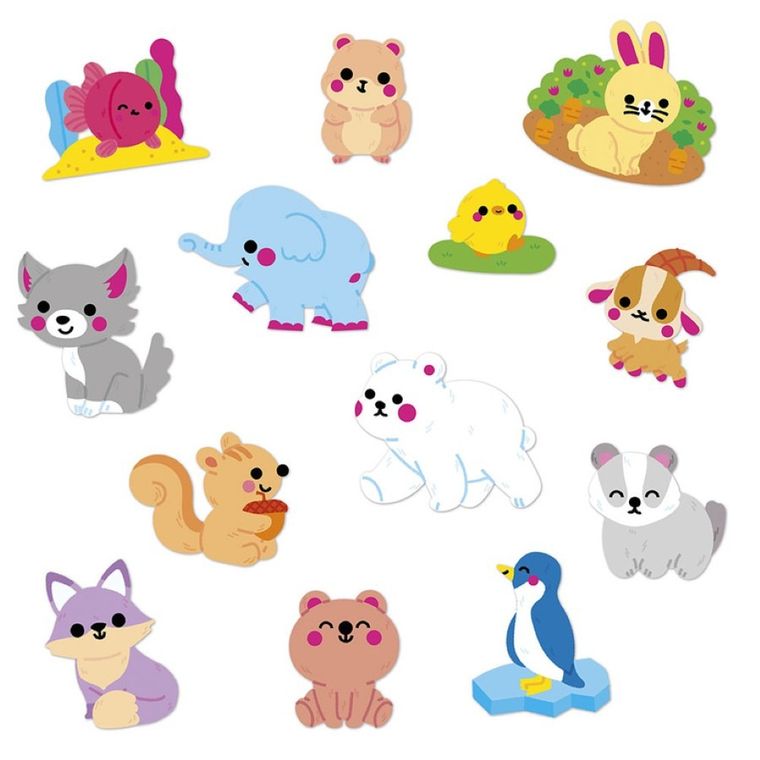 Janod, duże naklejki, zwierzęta, 50 szt.