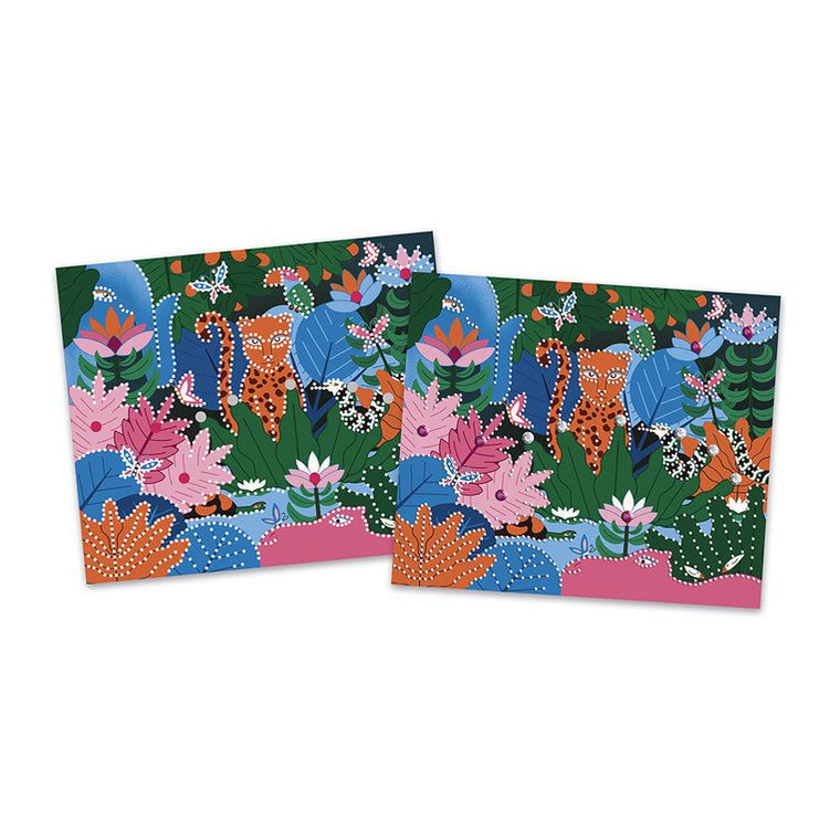 Janod, Dżungla nocą, zestaw kreatywny do ozdabiania z fosforyzującymi kryształkami