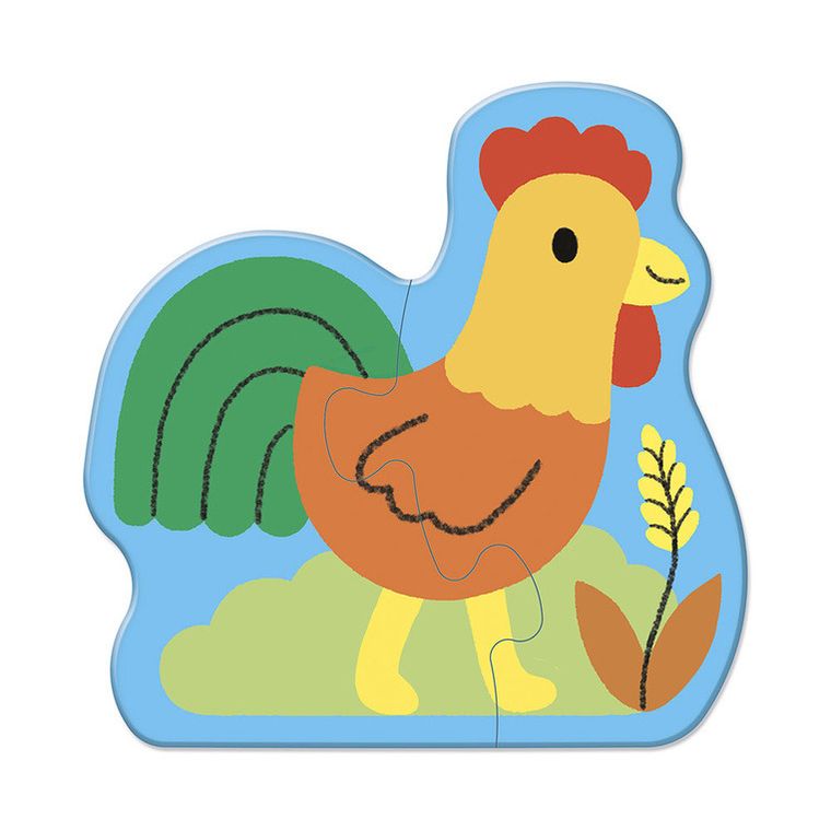 Janod, Farma, drewniane puzzle, 5 układanek