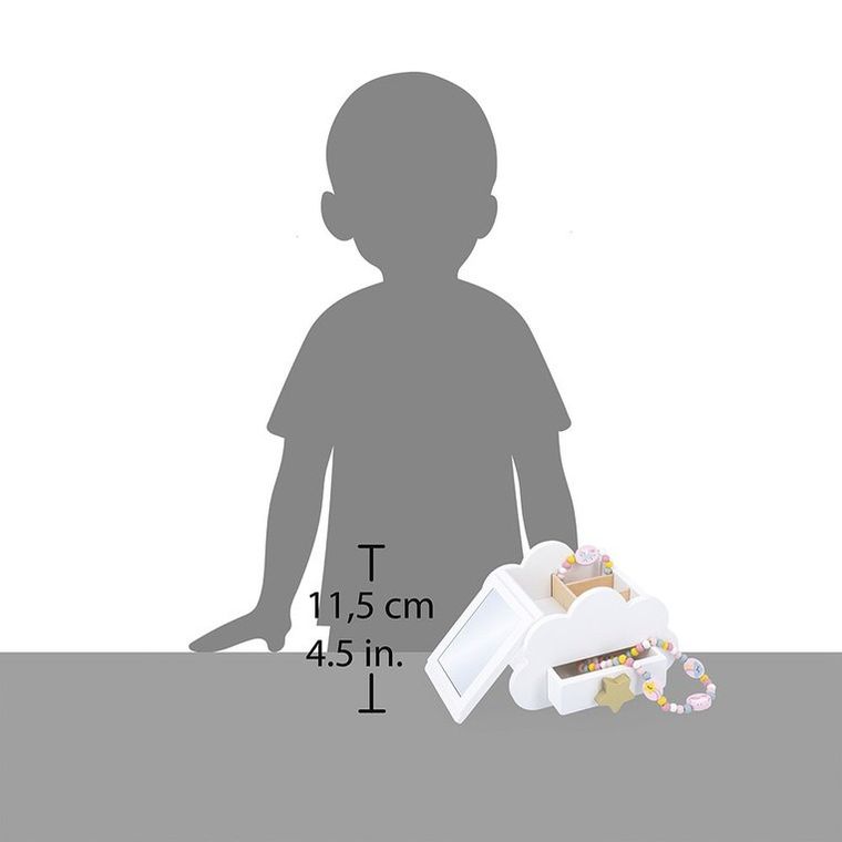 Janod, Jednorożce, szkatułka na biżuterię z lusterkiem, naszyjnikiem i bransoletką