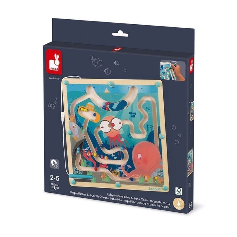Janod, Magnetyczny Labirynt, Ocean, zabawka drewniana
